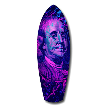 Magenta Ultraviolet Banknote Portrait Glass Wall Art