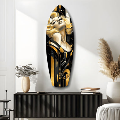 Golden Blonde Bombshell Glass Wall Art
