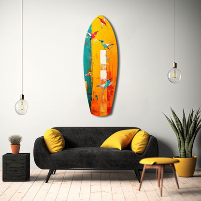 Birds in Colors Glass Wall Art