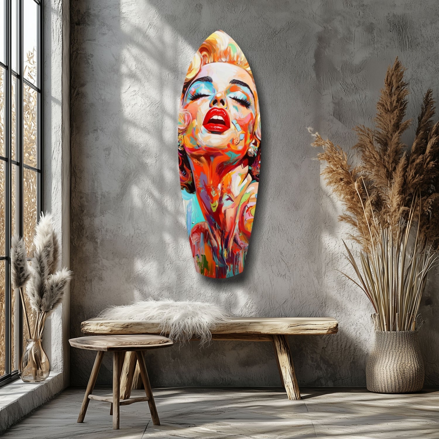 Palette Knife Blonde Diva Portrait Glass Wall Art