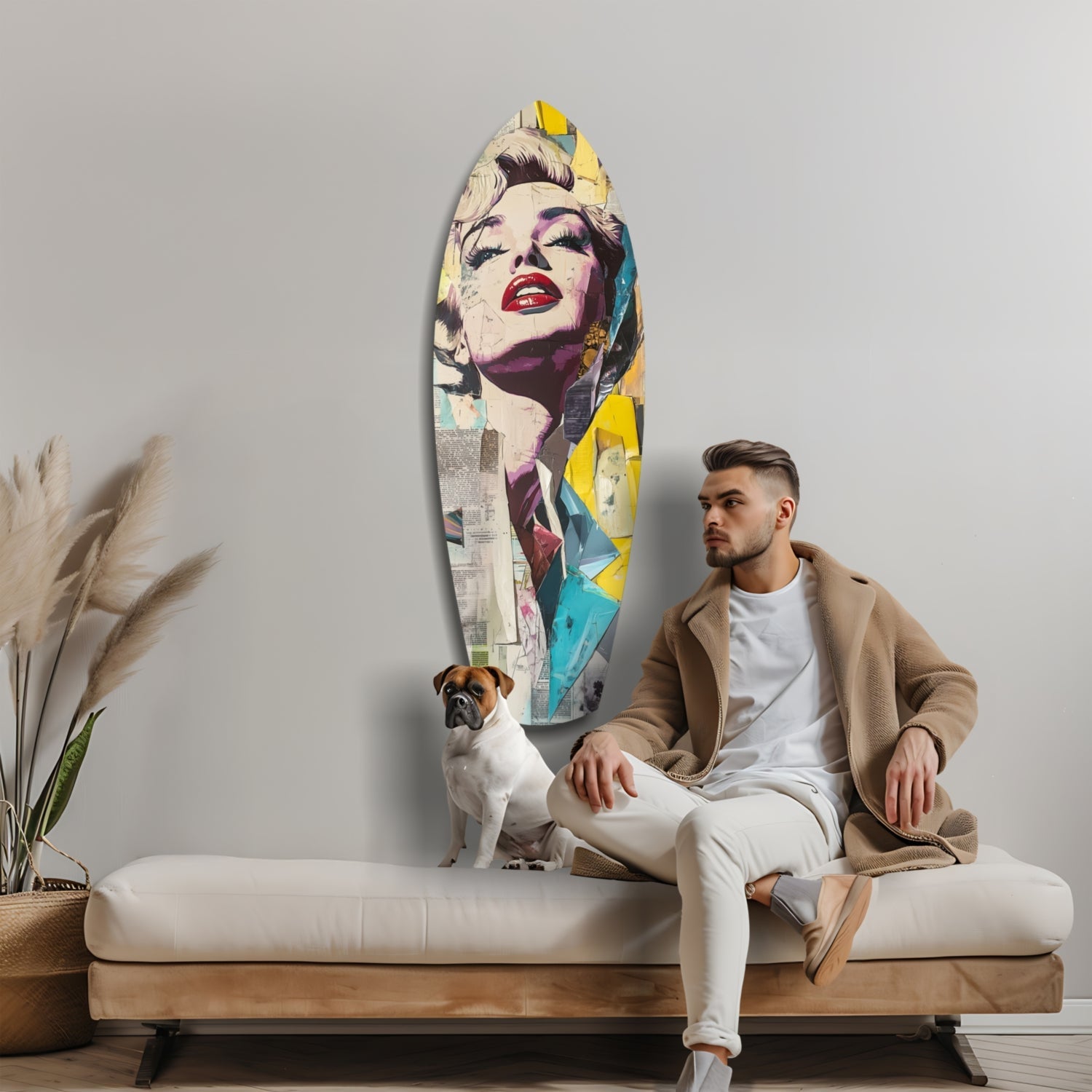 Surfboard Collage Blonde Glass Wall Art