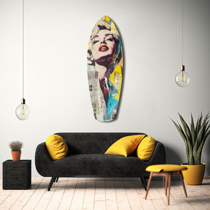Surfboard Collage Blonde Glass Wall Art