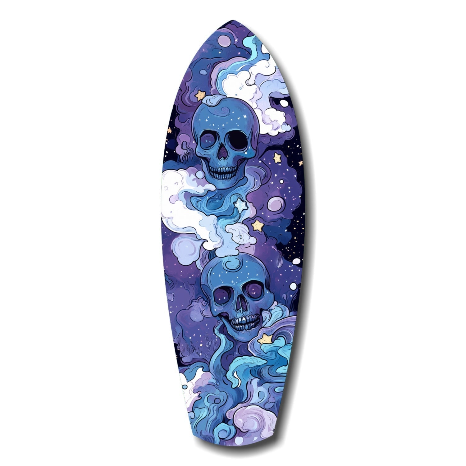 Indigo Cloud Skulls Surfboard Glass Wall Art