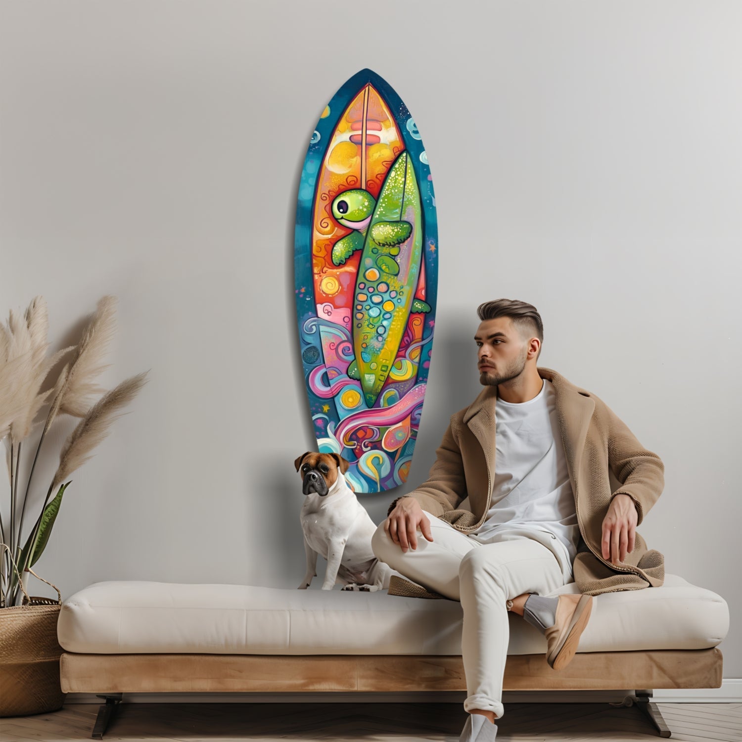 Surfer Caretta Glass Wall Art
