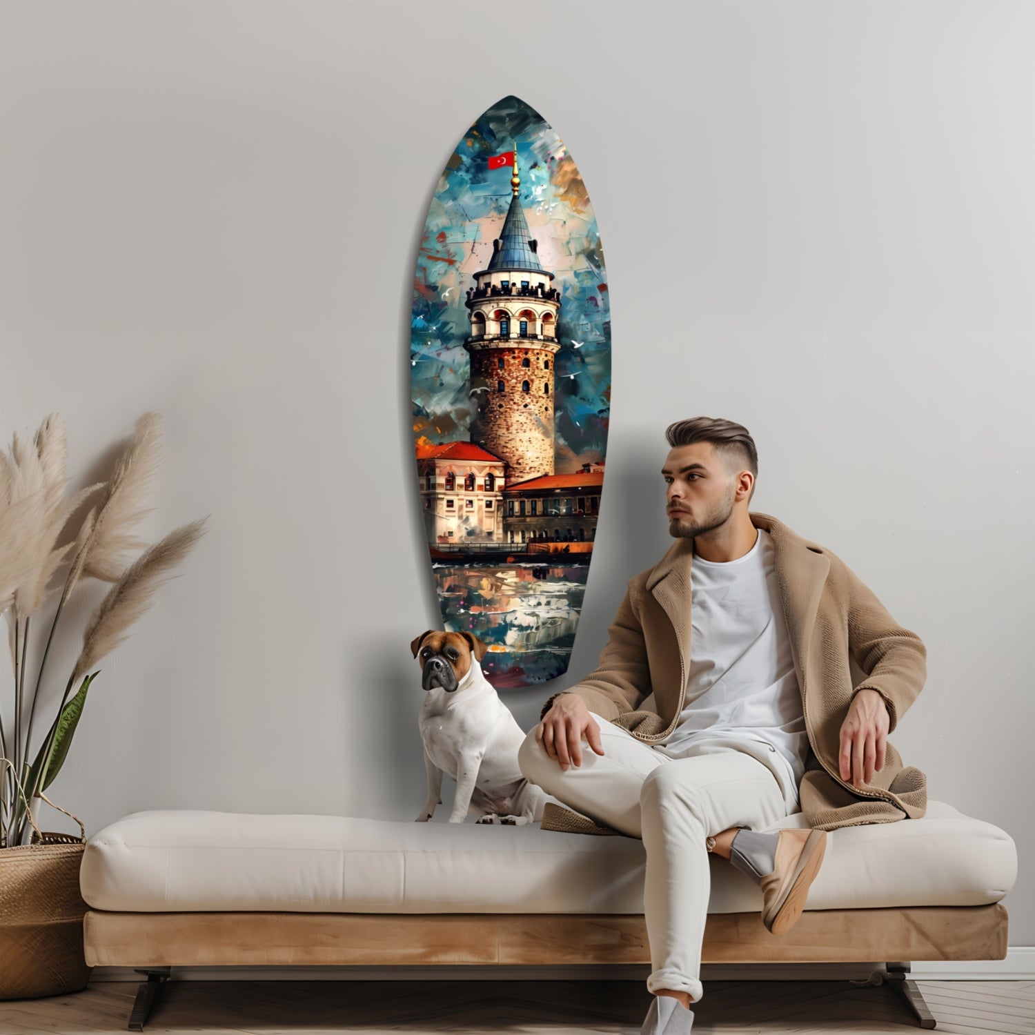 Surfboard Galata Tower Glass Wall Art