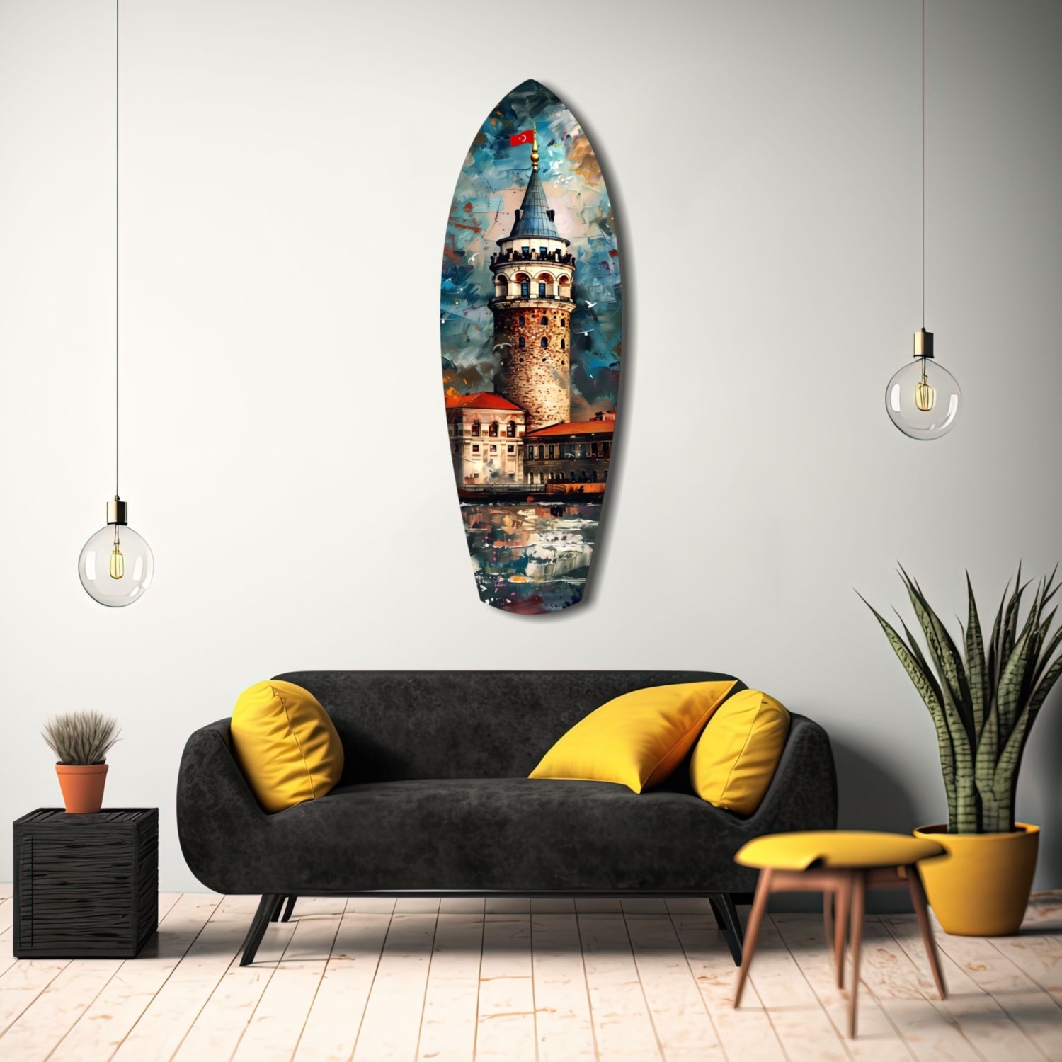 Surfboard Galata Tower Glass Wall Art