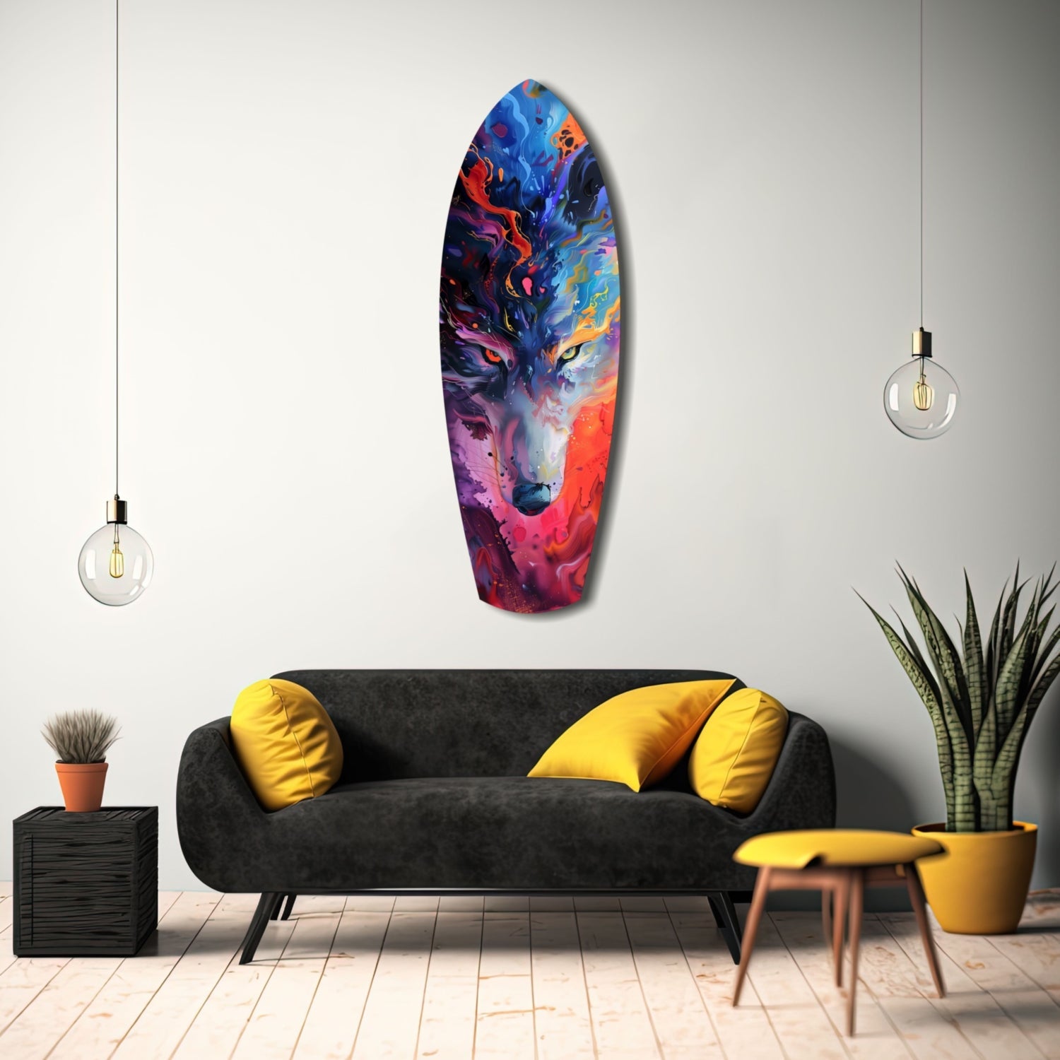 Alone Wolf V1 Glass Wall Art