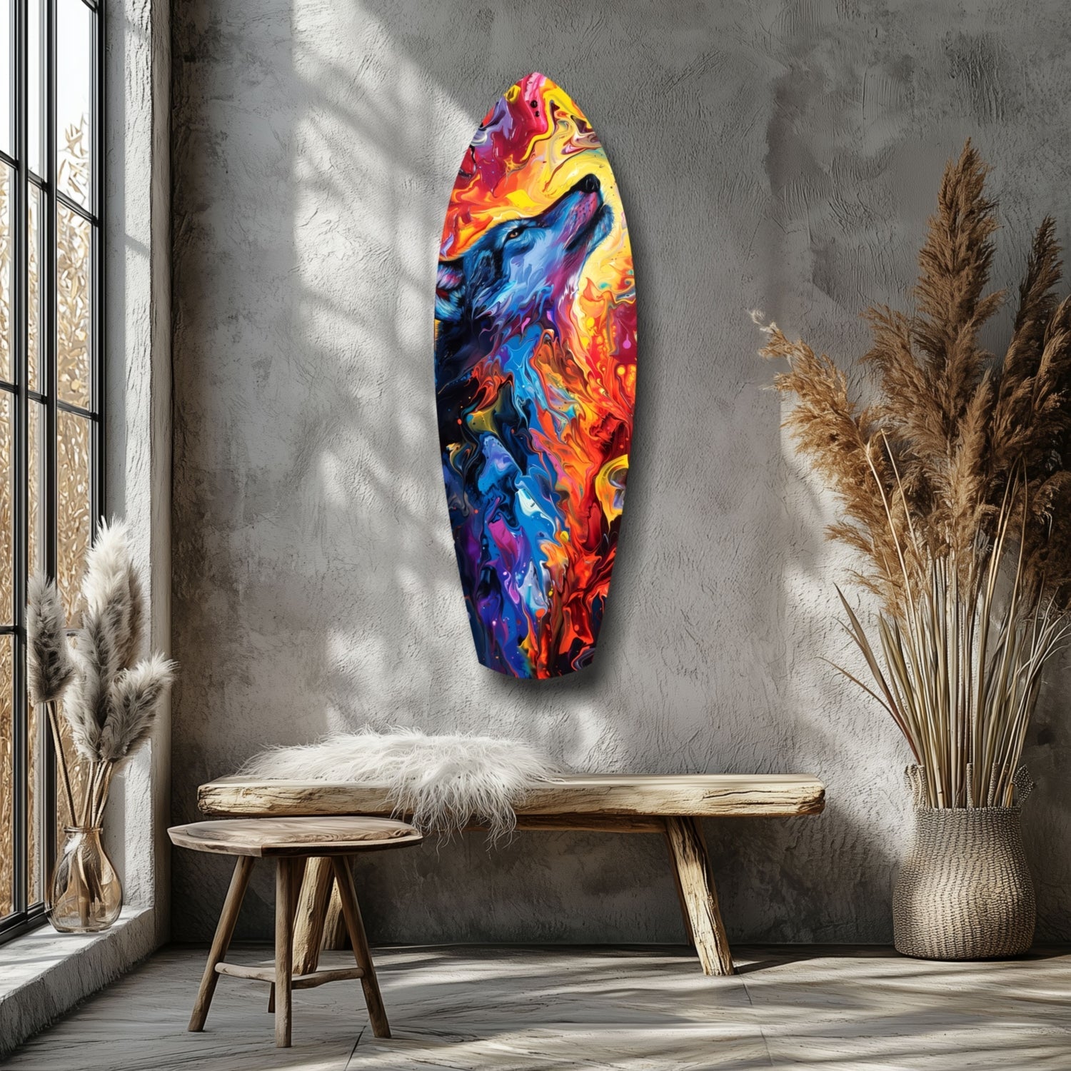 Alone Wolf V4 Glass Wall Art