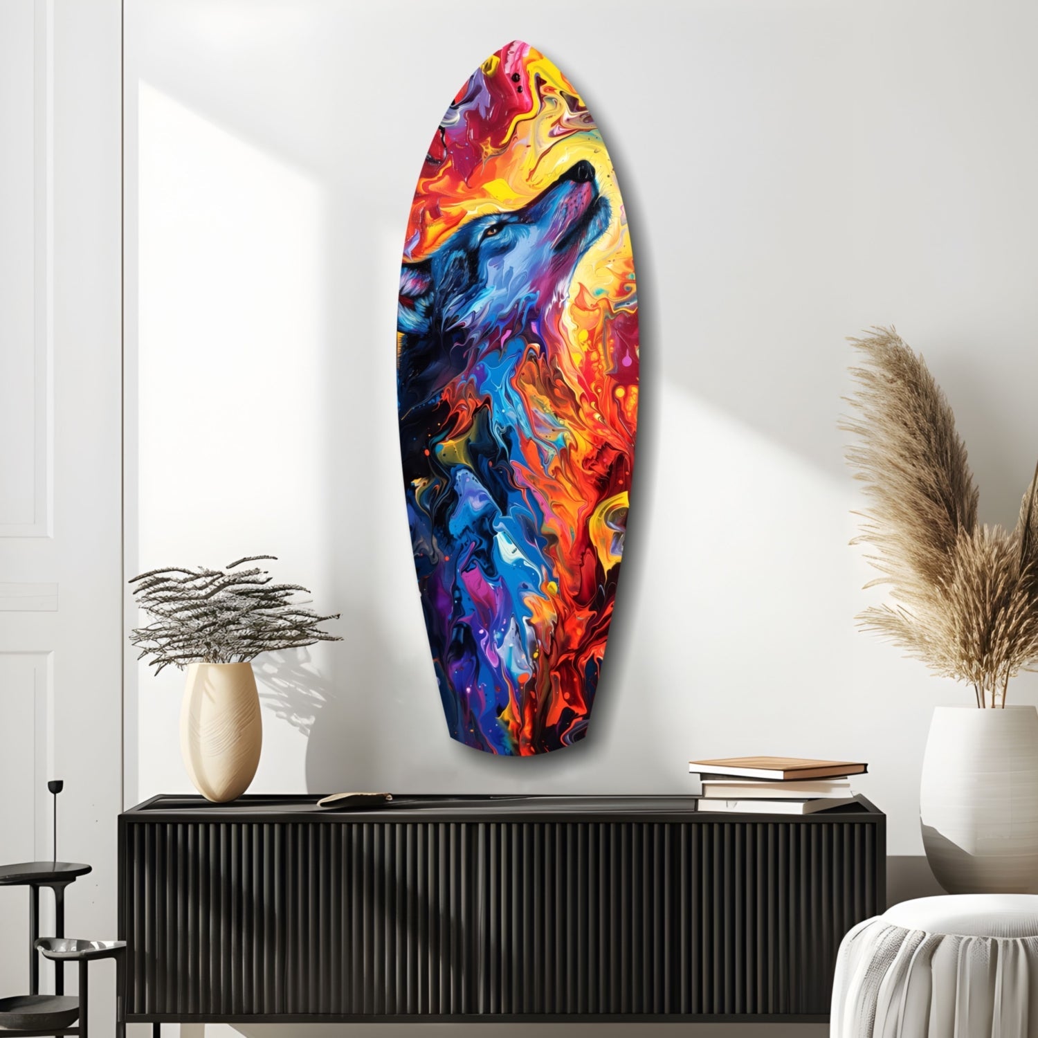Alone Wolf V4 Glass Wall Art