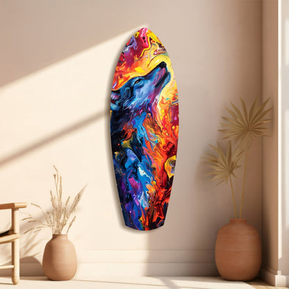 Alone Wolf V4 Glass Wall Art