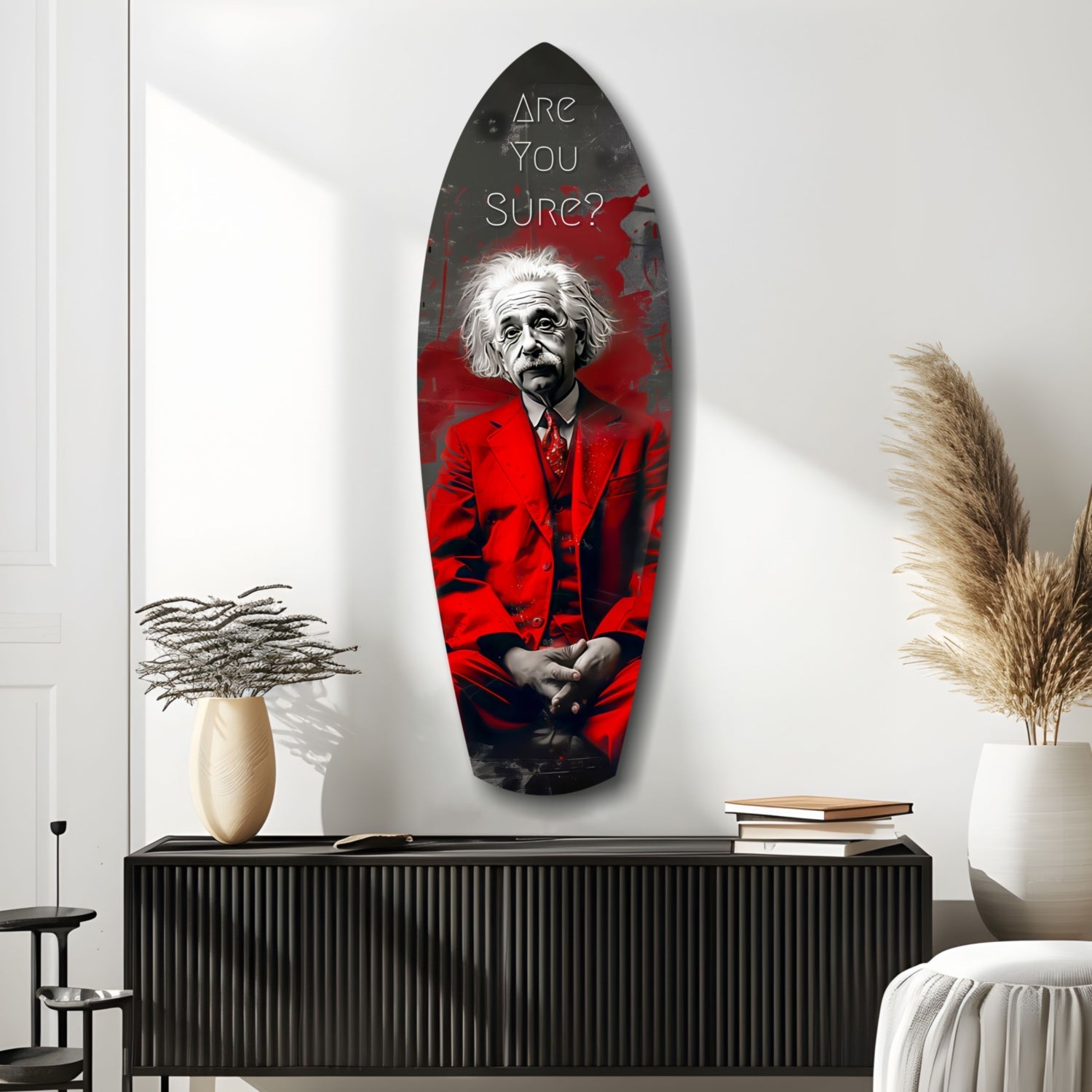 Red Suit Genius Are You Sure Surfboard Glass Wall Art