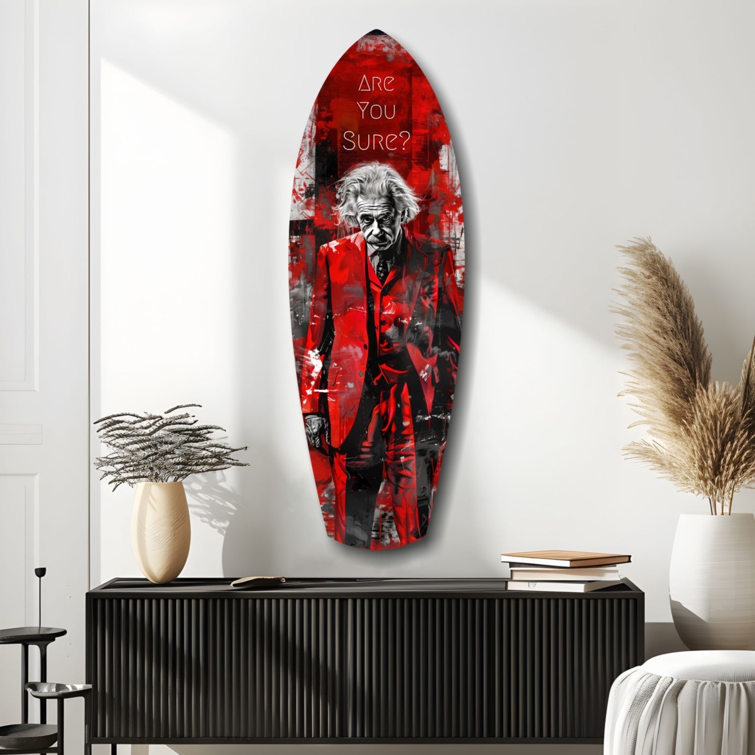 Crimson Collage Are You Sure Surfboard Glass Wall Art