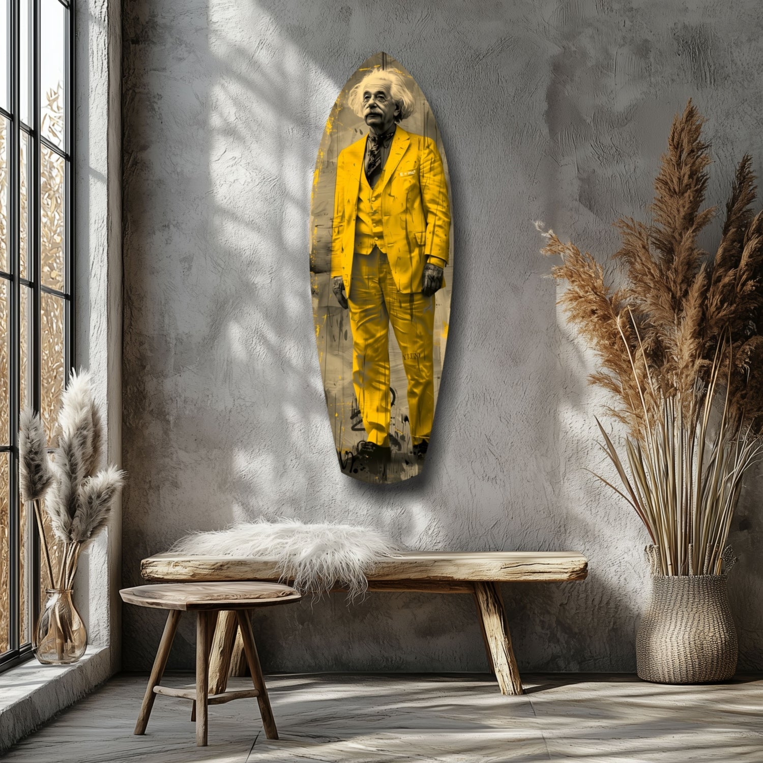 Standing Scientist Portrait Glass Wall Art