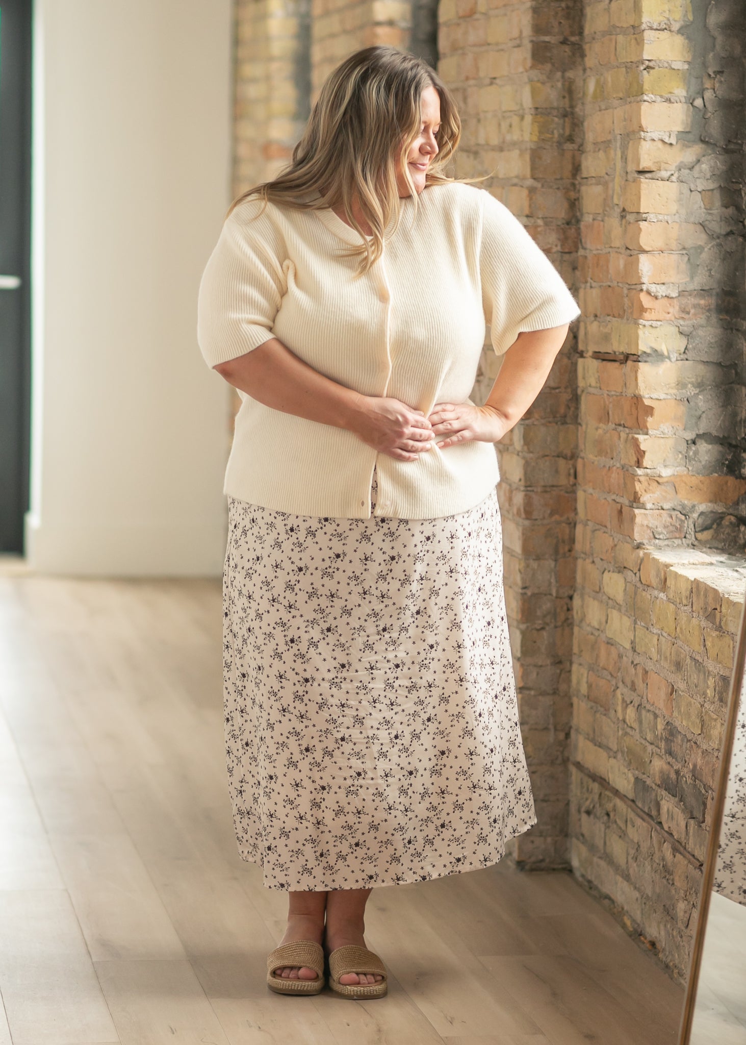 Zadie Ivory Short Sleeve Button Cardigan