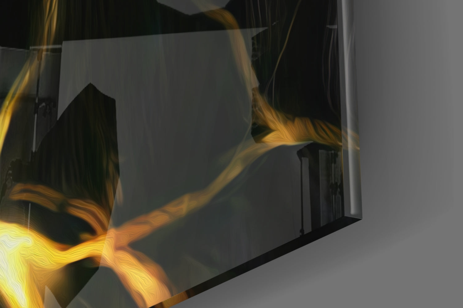 Golden Lightning Electric Lion Glass Wall Art