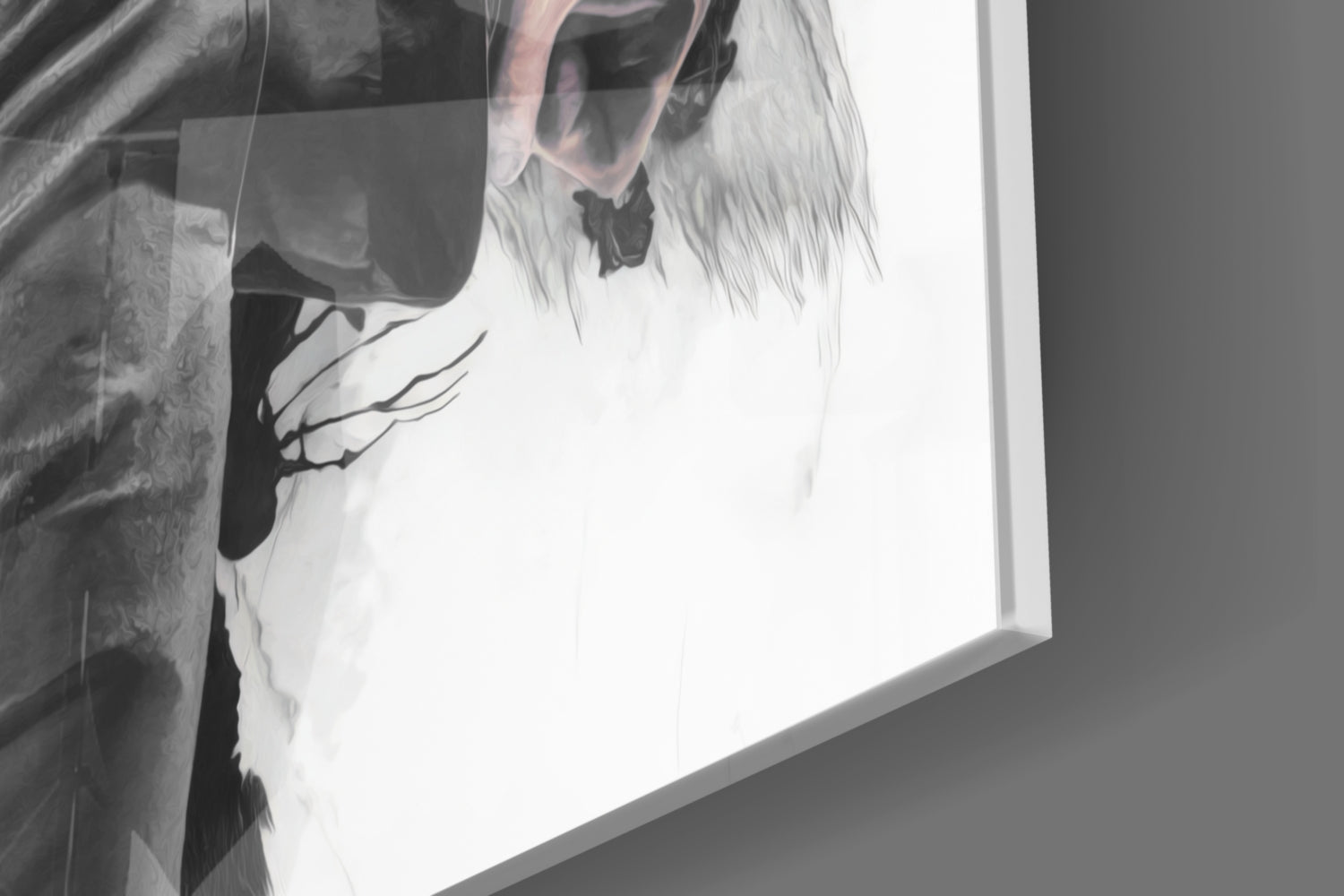 Suited Gunman Ink Splash Gray Glass Wall Art