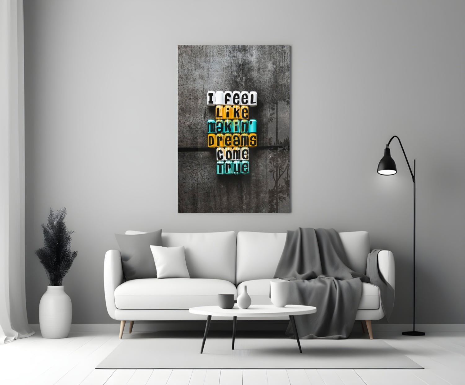 Makin Dreams Come True Letter Blocks Glass Wall Art