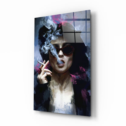 Smoking Rebel Muse Glass Wall Art
