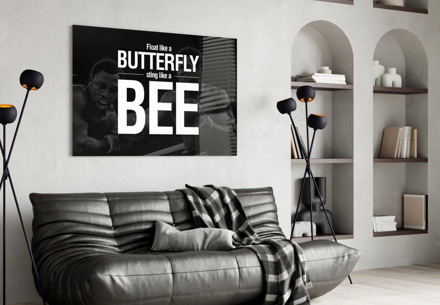Butterfly And Bee Typography Glass Wall Art