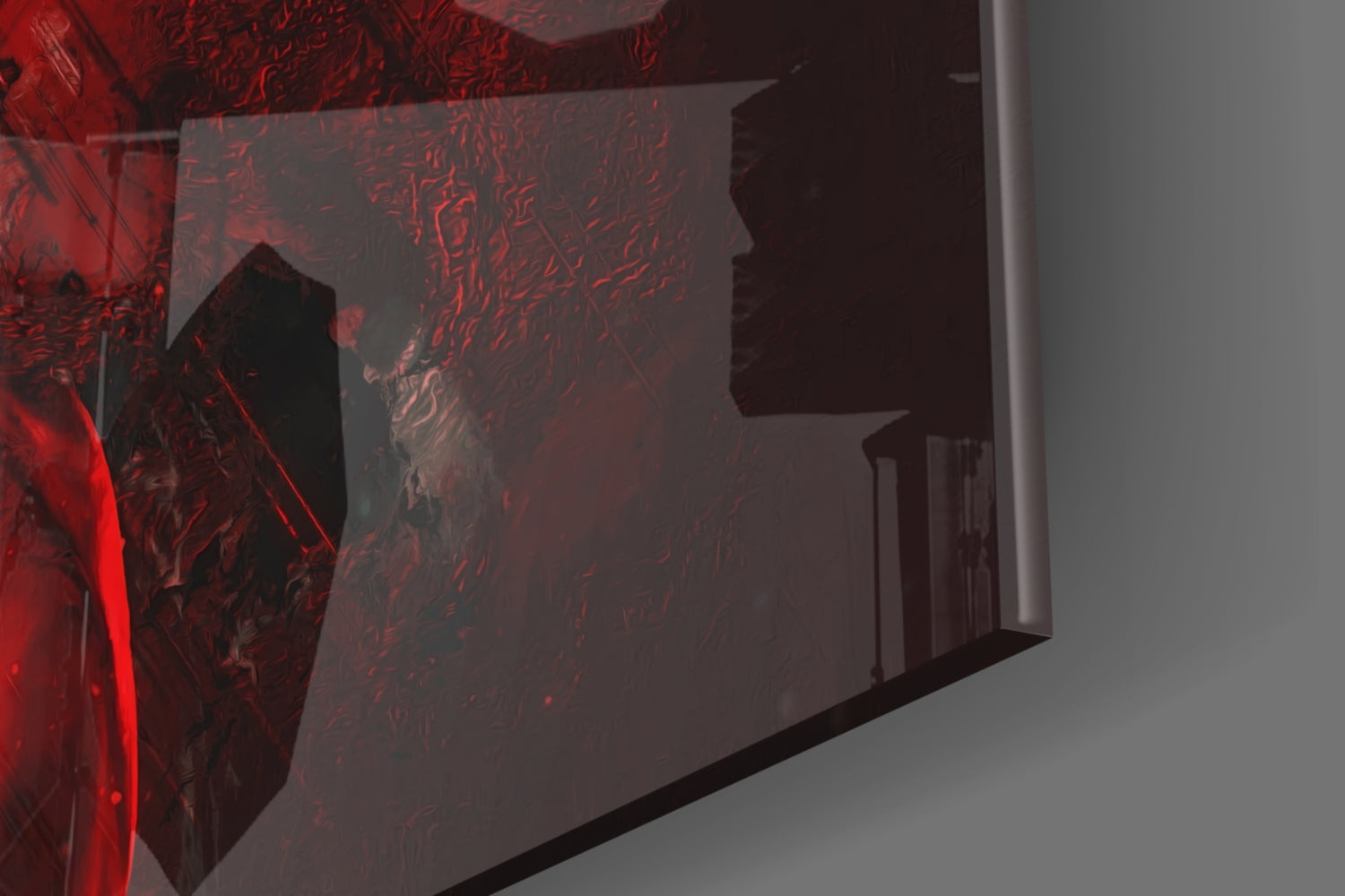 Crimson Backdrop Gold Chain Rapper Glass Wall Art