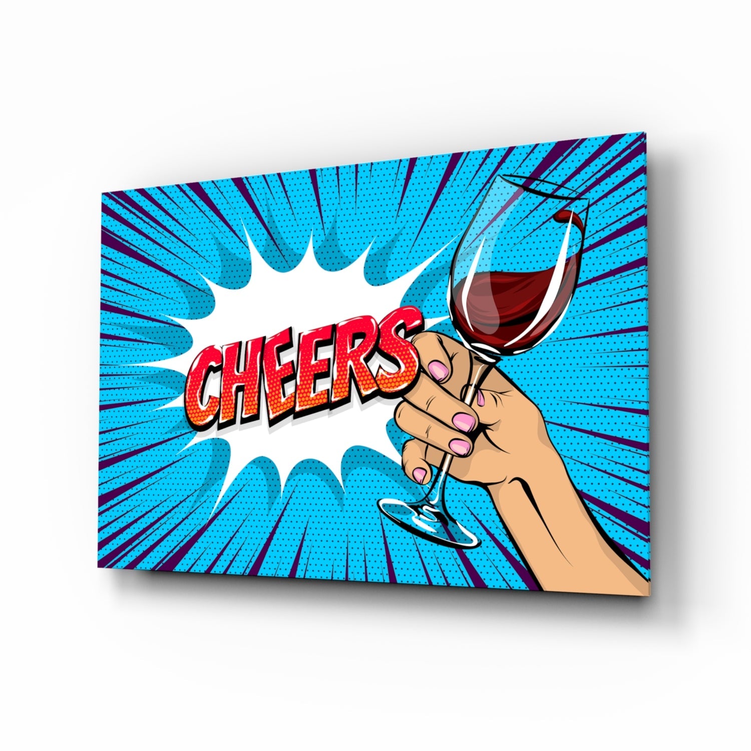 Pop Art Hand Holding Red Wine Cheers Glass Wall Art