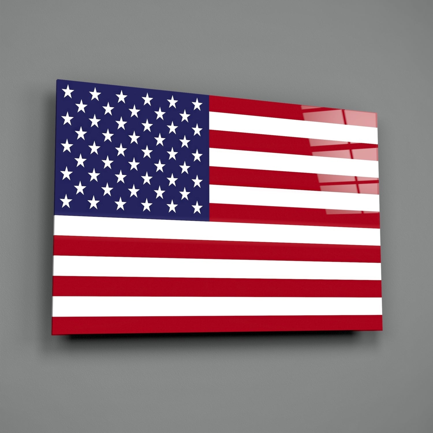 Classic Flat Stars and Stripes Flag Glass Wall Art