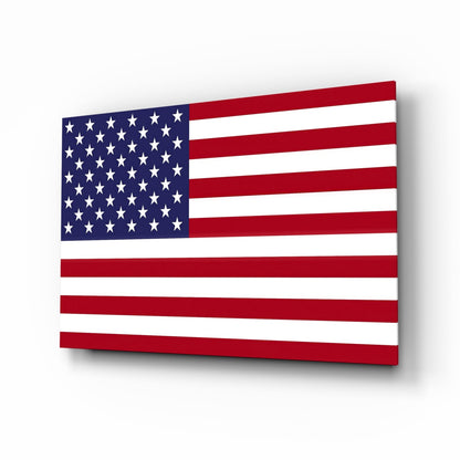 Classic Flat Stars and Stripes Flag Glass Wall Art