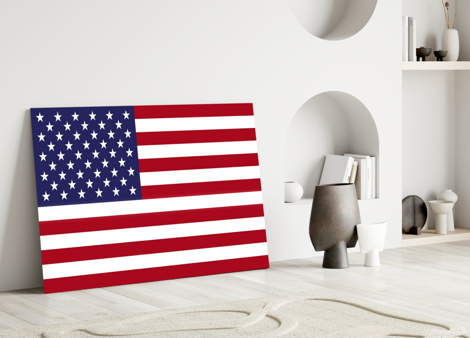 Classic Flat Stars and Stripes Flag Glass Wall Art