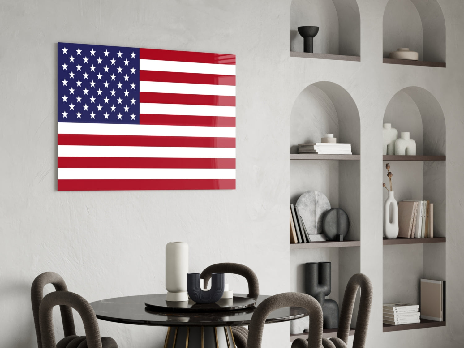 Classic Flat Stars and Stripes Flag Glass Wall Art