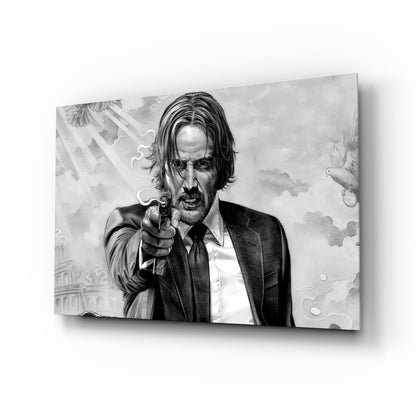 Gunslinger in a Black Suit Glass Wall Art