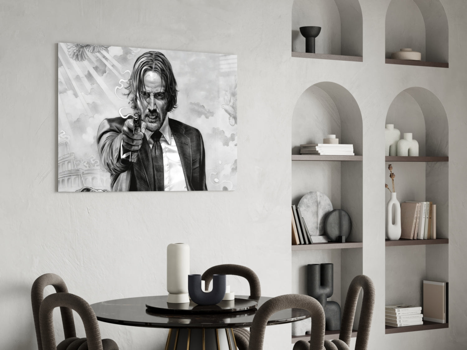 Gunslinger in a Black Suit Glass Wall Art