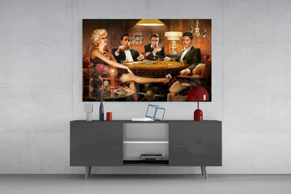 Retro Icons Poker Night Glass Wall Art