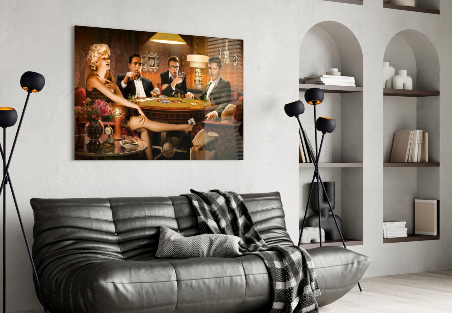 Retro Icons Poker Night Glass Wall Art