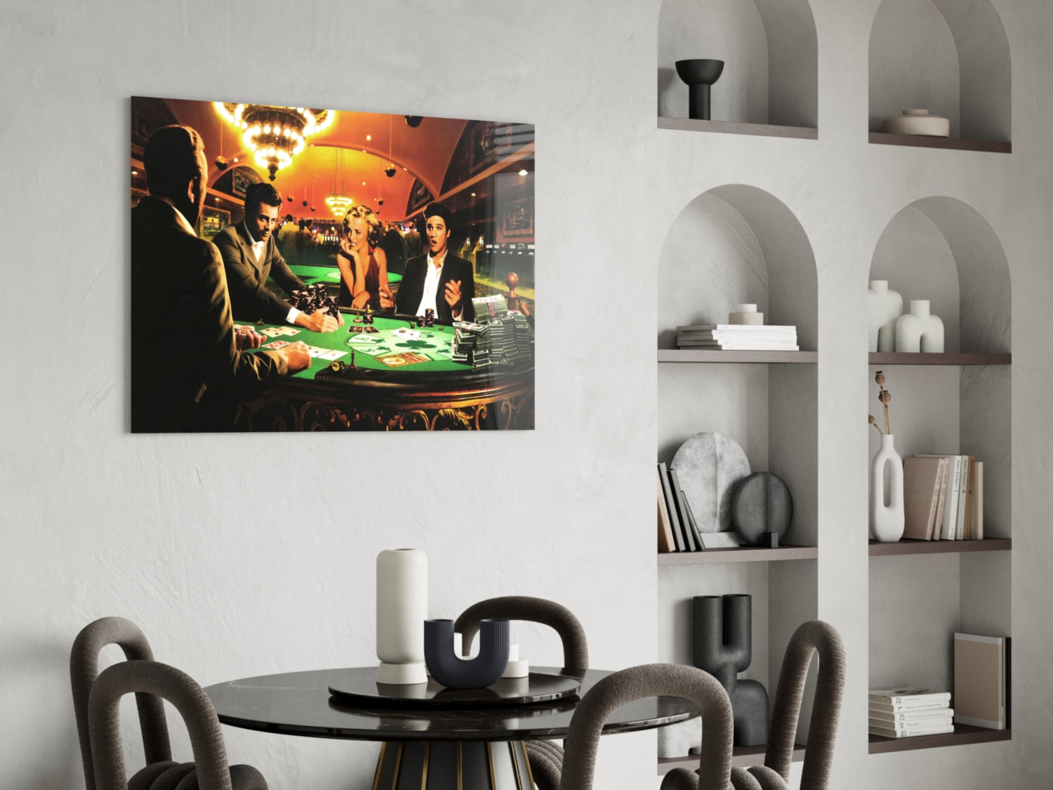 Casino Poker Table Chandelier Glass Wall Art