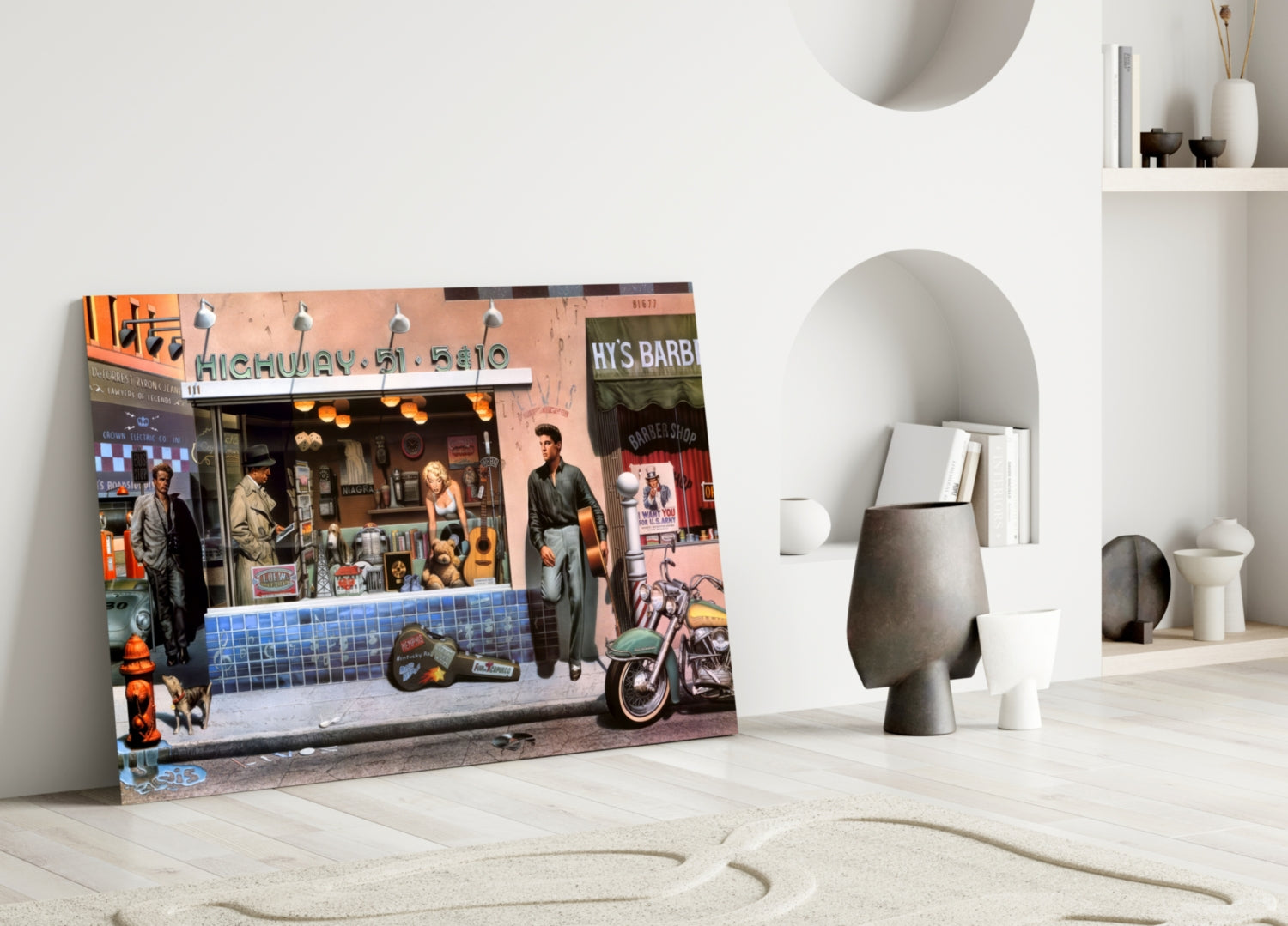 Retro Icons at the Corner Store Glass Wall Art