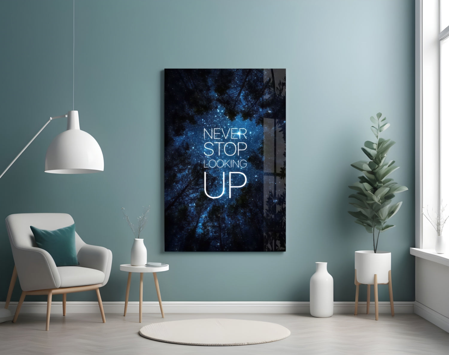 Never Stop Looking Up Starry Forest Glass Wall Art
