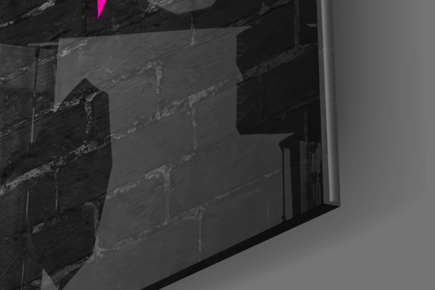 Pink Frame Brick Graffiti Quote Glass Wall Art