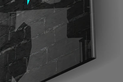 Turquoise Frame Brick Graffiti Quote Glass Wall Art