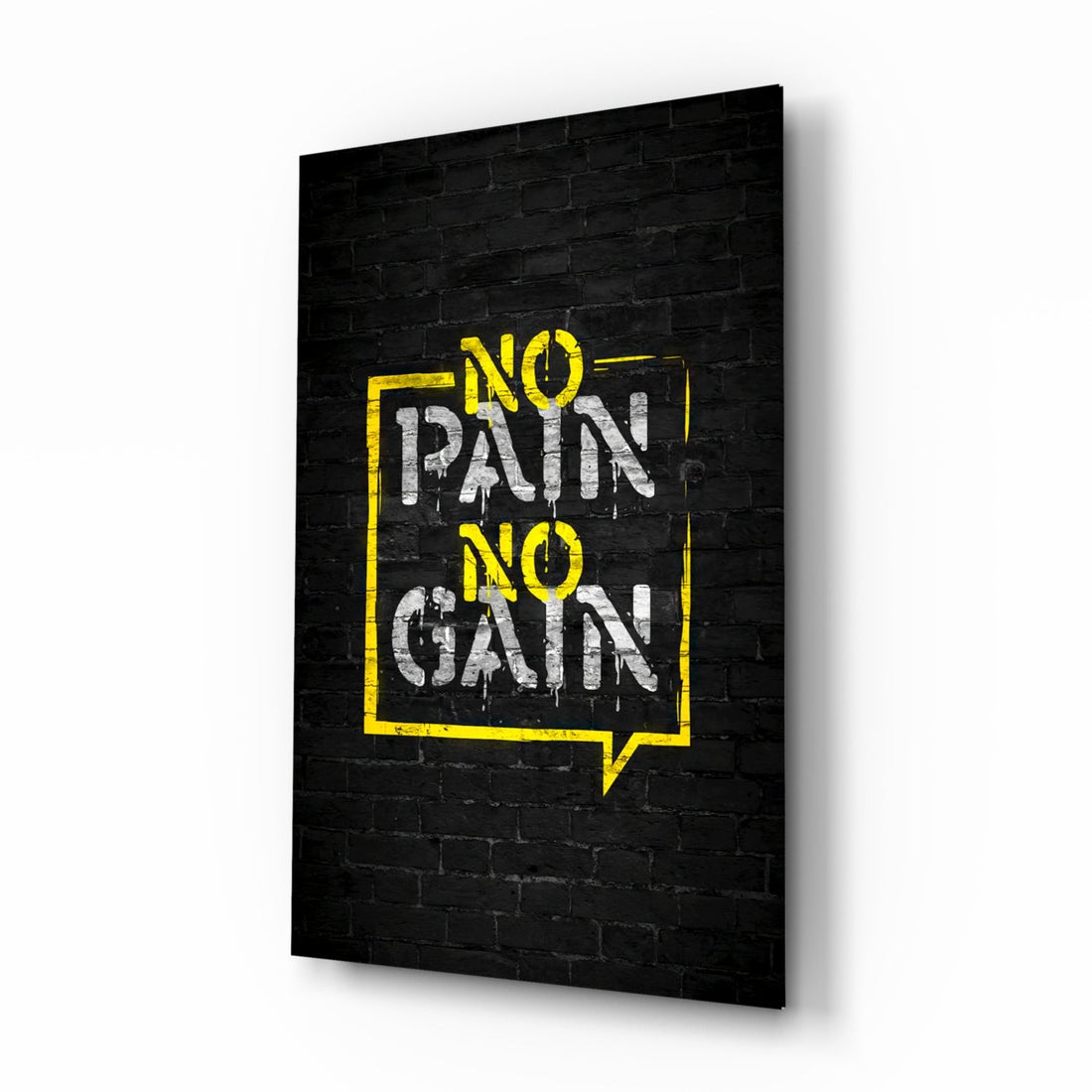 Yellow Frame Brick Graffiti Quote Glass Wall Art