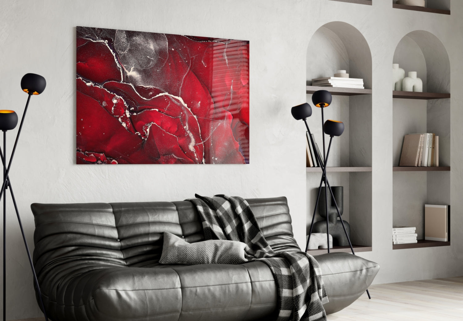 Red Marbellous Glass Wall Art