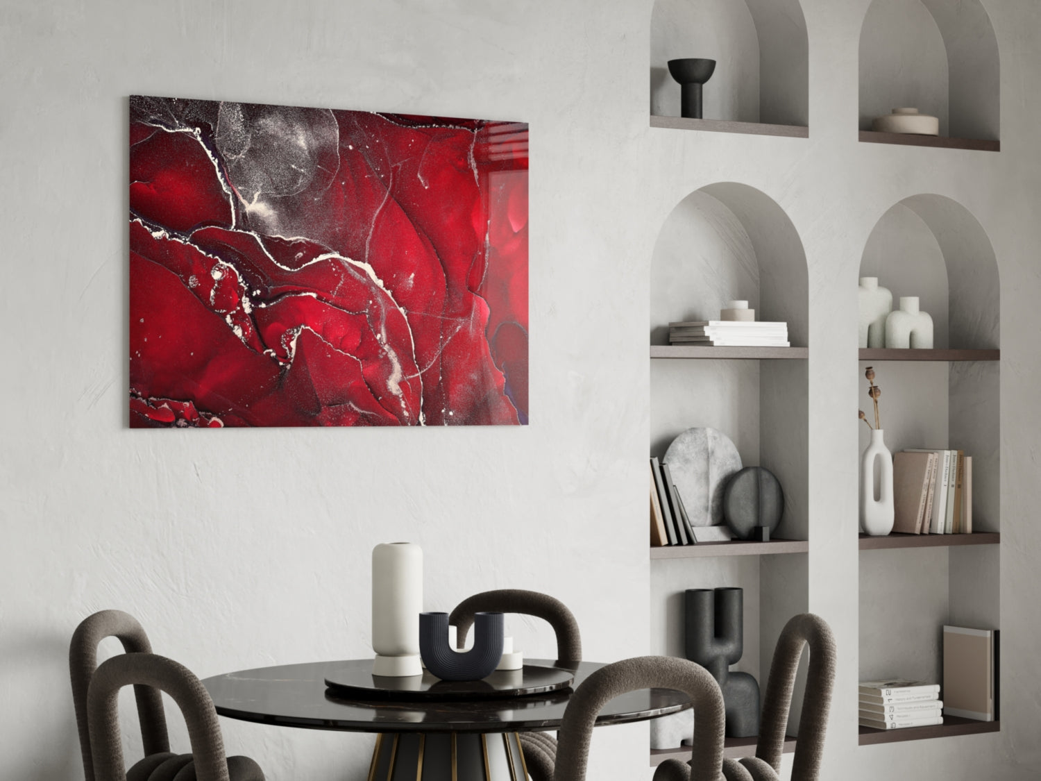 Red Marbellous Glass Wall Art