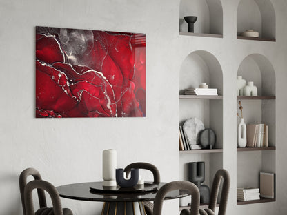 Red Marbellous Glass Wall Art