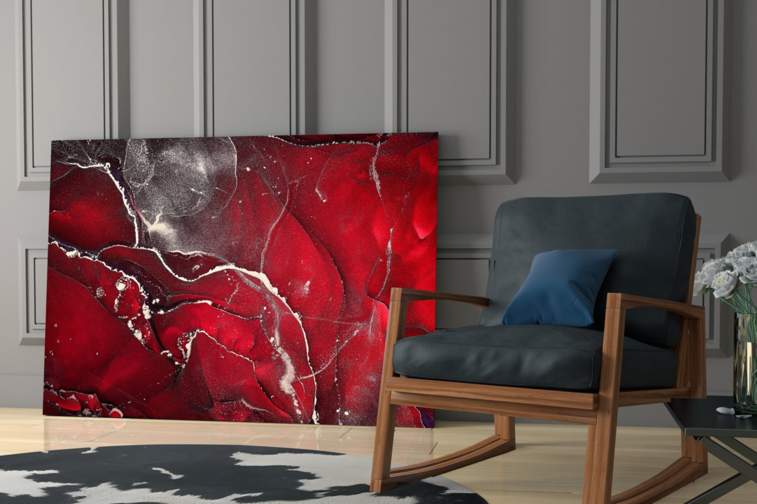 Red Marbellous Glass Wall Art