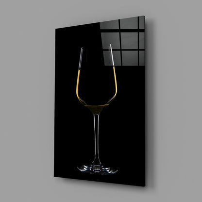 Golden Rim White Wine Glass Silhouette Glass Wall Art