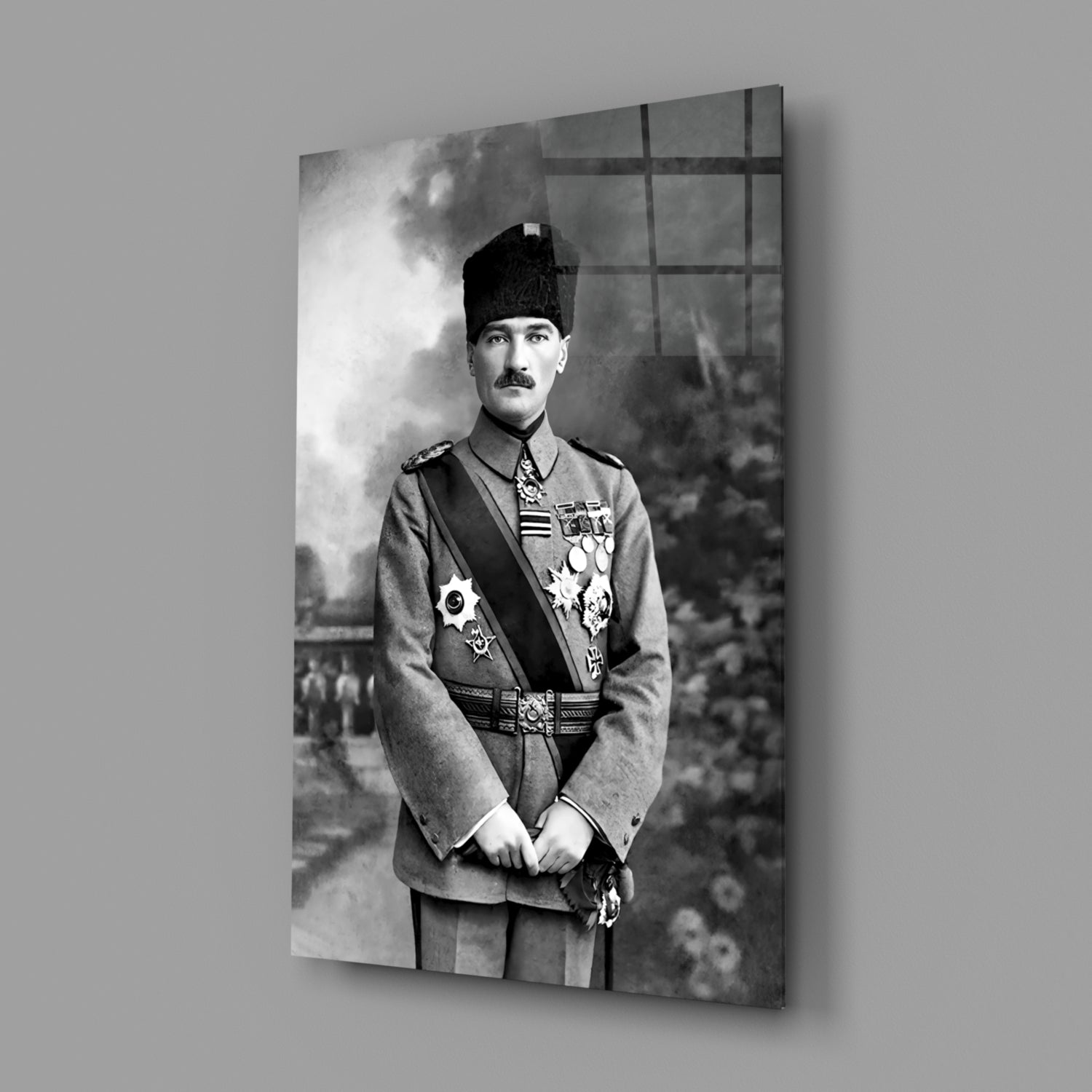 Ataturk Full Length Medals Portrait Glass Wall Art
