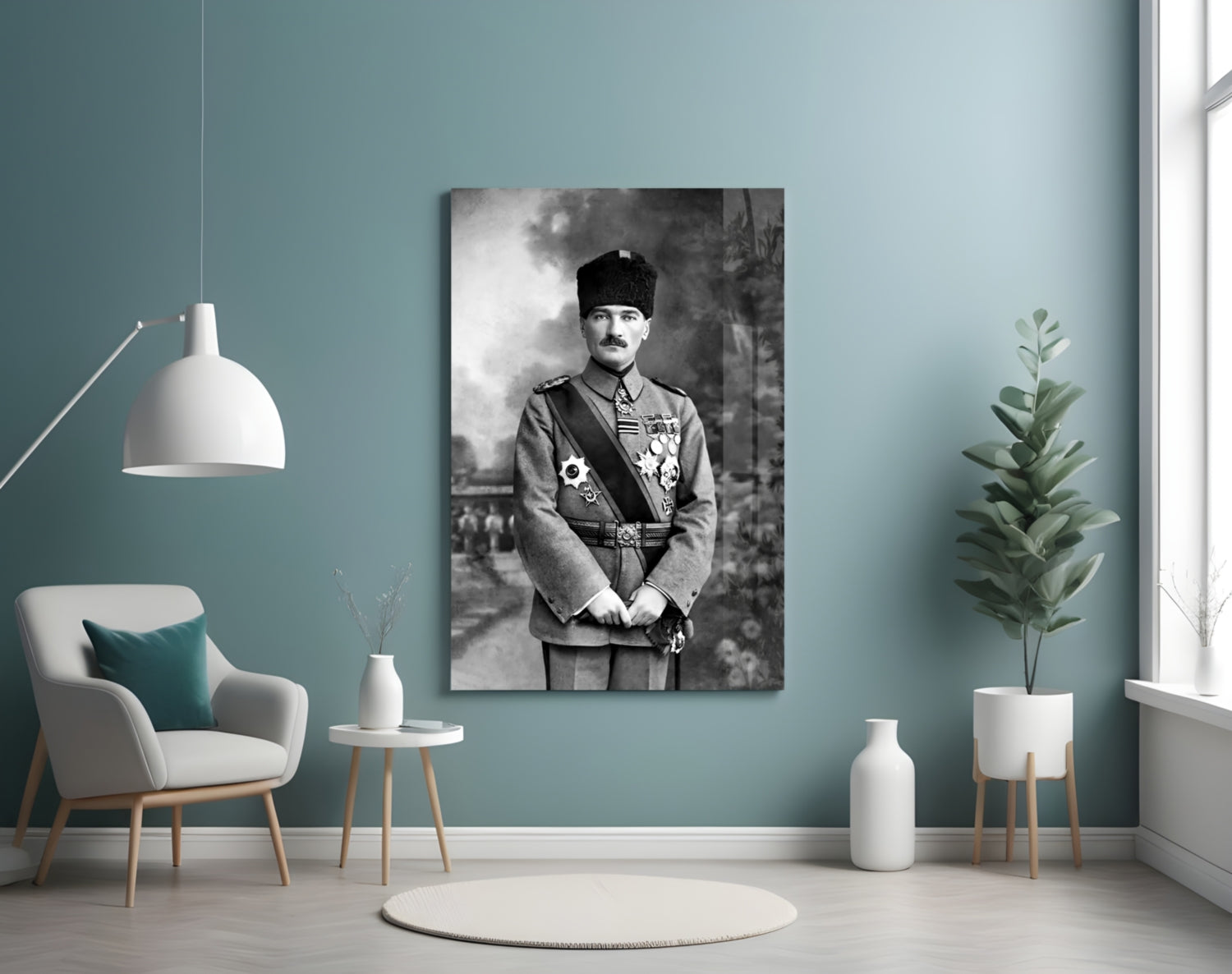 Ataturk Full Length Medals Portrait Glass Wall Art