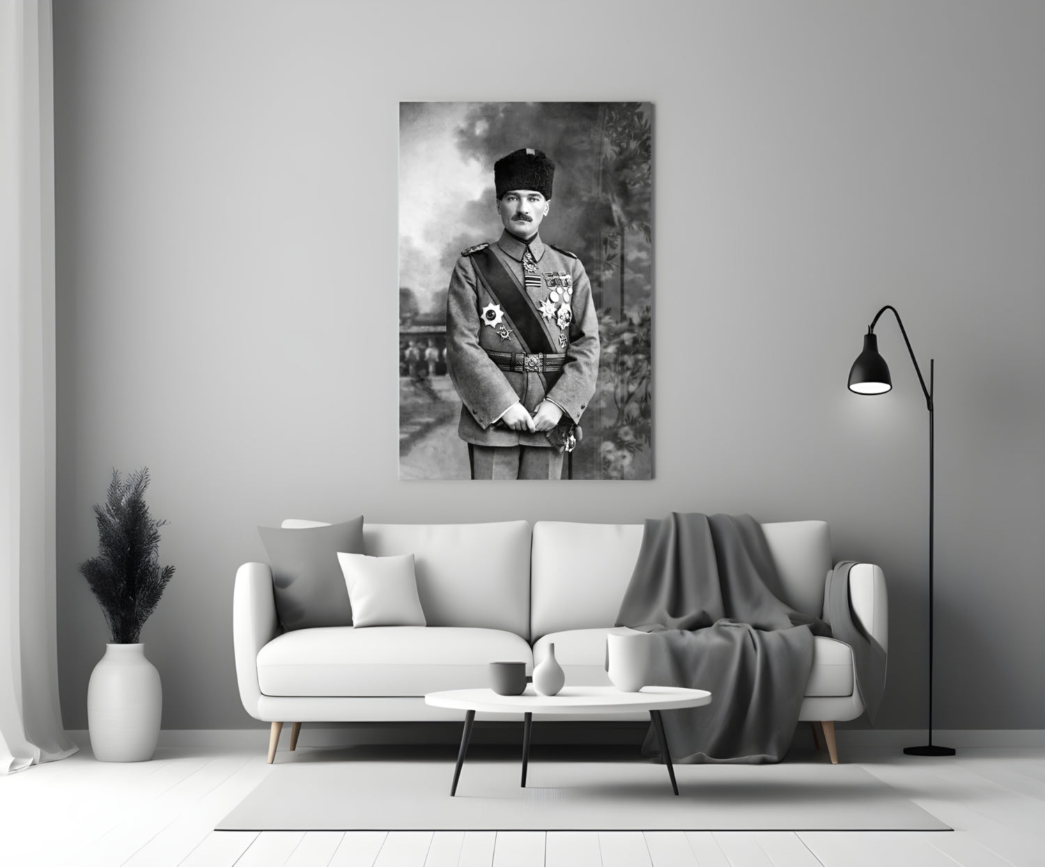 Ataturk Full Length Medals Portrait Glass Wall Art
