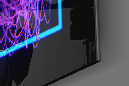 Neon Frame Dripping Skull Glass Wall Art