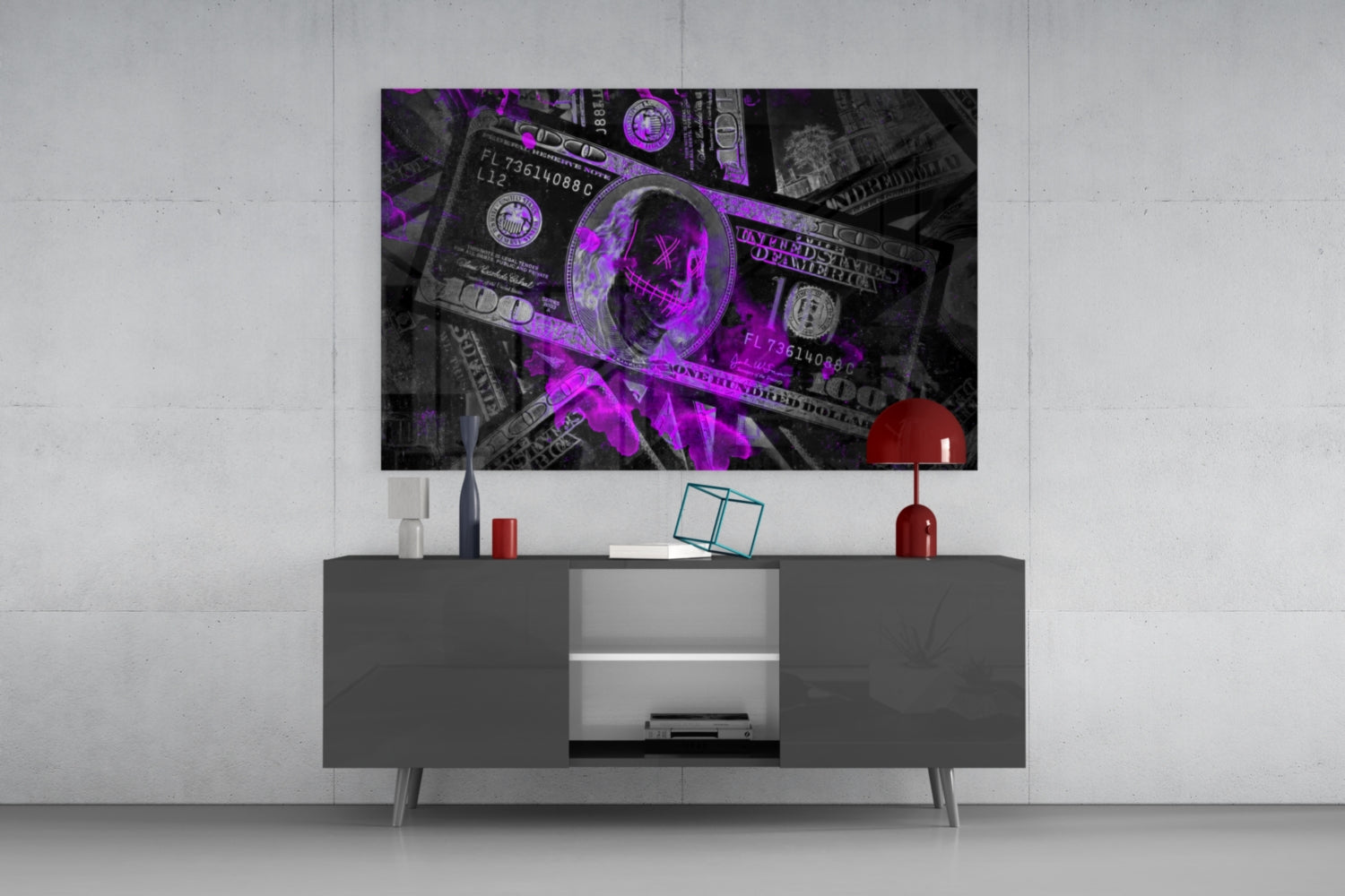 Dollars Glass Wall Art