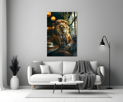 Lion Gentleman Glass Wall Art